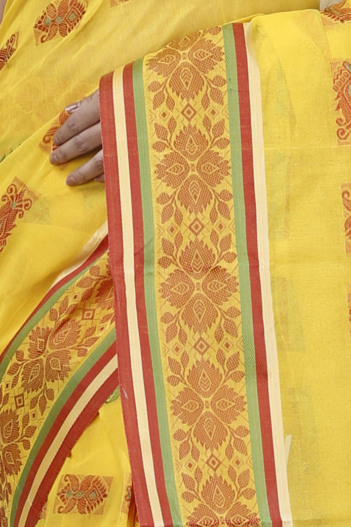 Yellow Pure Cotton Uditi Tant Saree (1229)